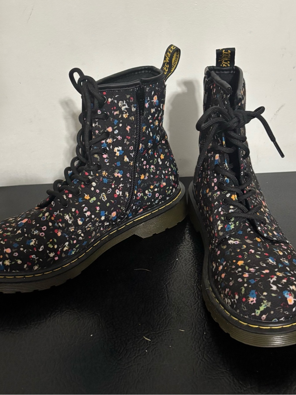 Dr. Martens Black Floral Combat Boots
